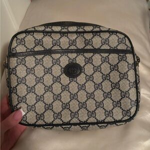 Gucci Black and Cream Monogram Clutch Bag
